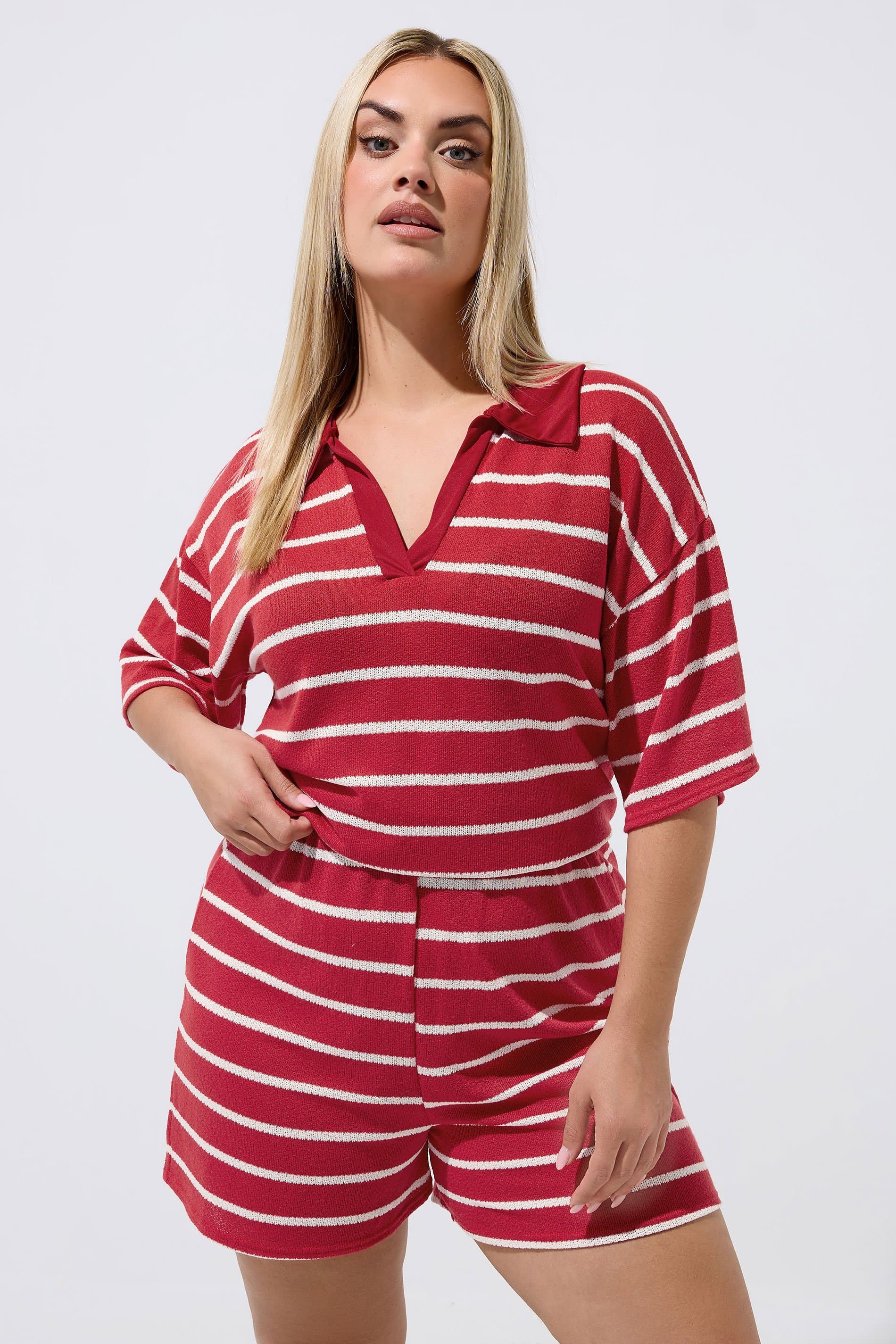 Limited Collection Plus Size Red Crochet Stripe Shorts