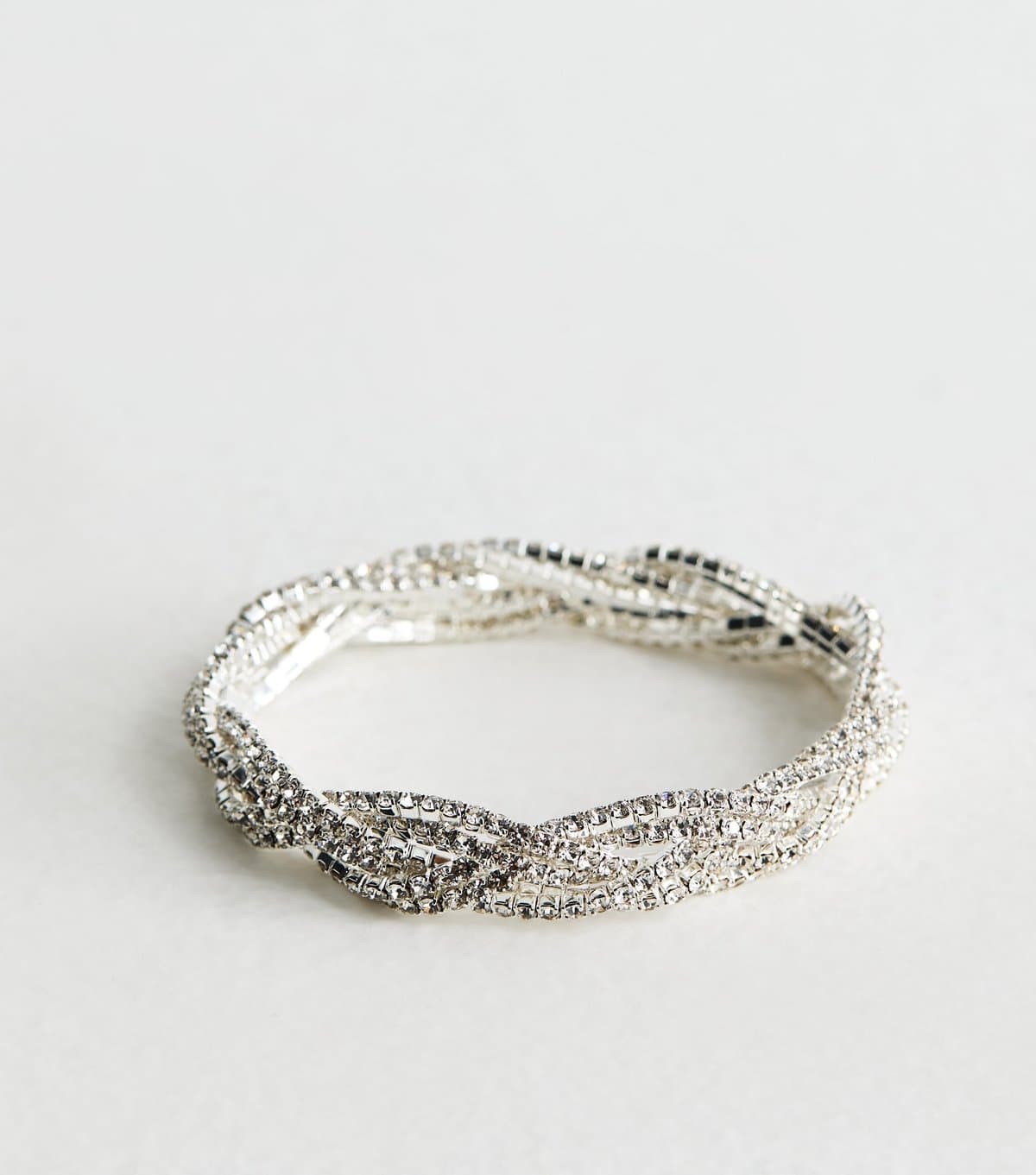 New Look Silver Tone Plaited Diamanté Bracelet New Look