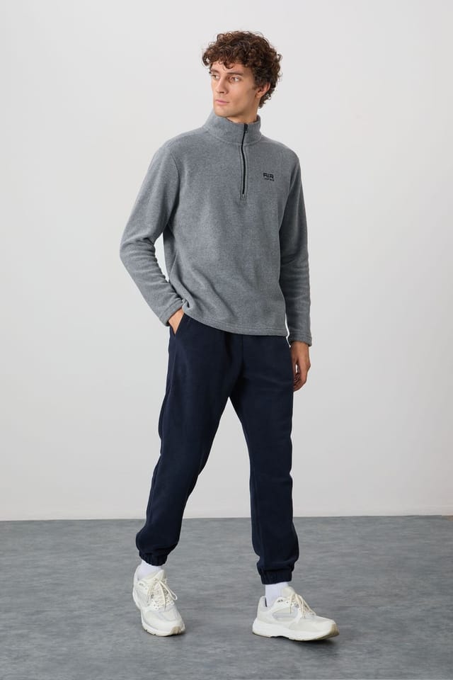 Tommy Life Tommy Life Men's Plush Half-Zip Sweatshirt in Grey - 2