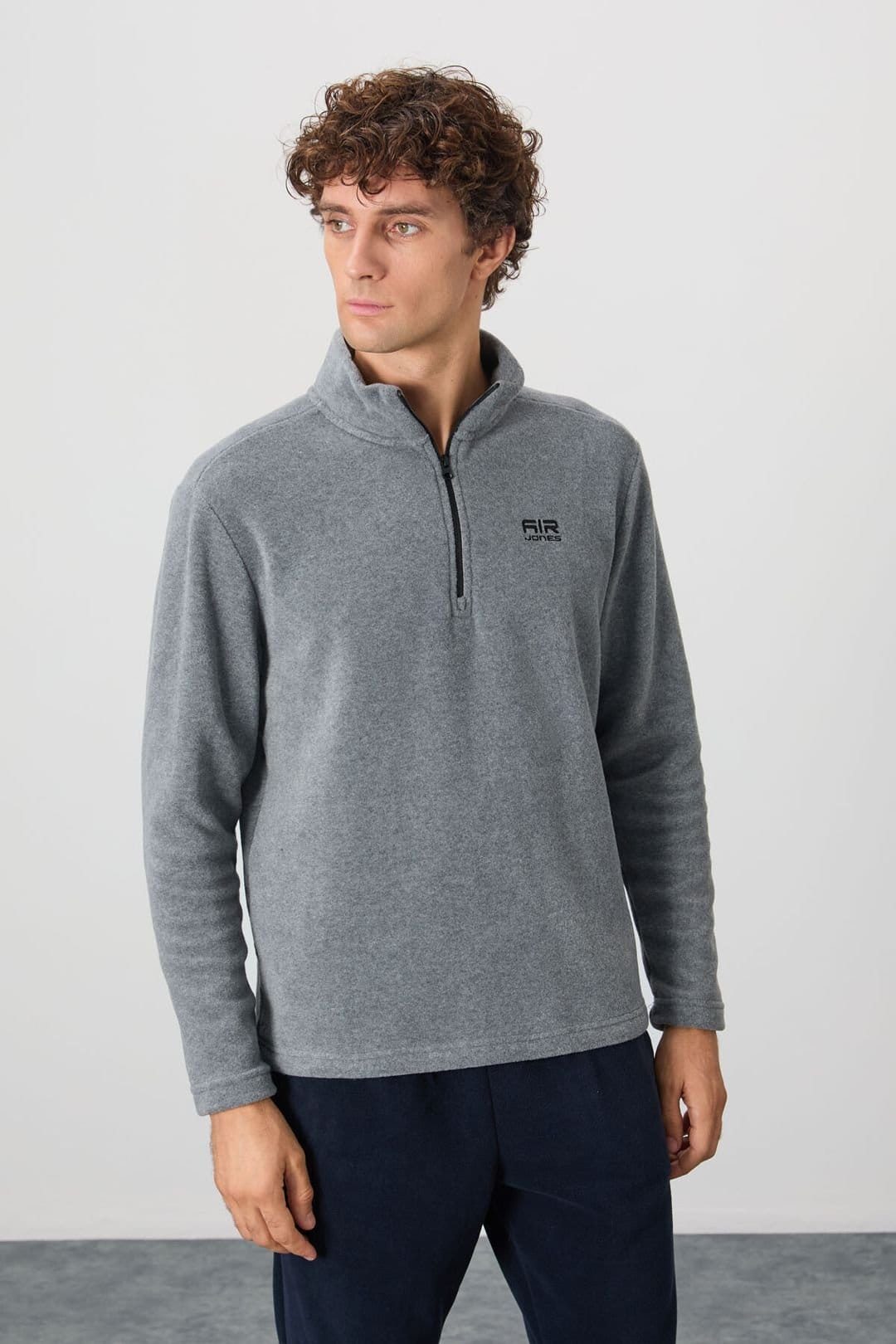 Tommy Life Tommy Life Men's Plush Half-Zip Sweatshirt in Grey - 4