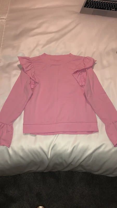 ASOS ASOS Pink Ruffle Long Sleeve Sweater