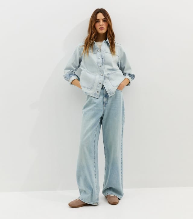 New Look Women's Light Blue Faded Denim Shacket New Look - 2