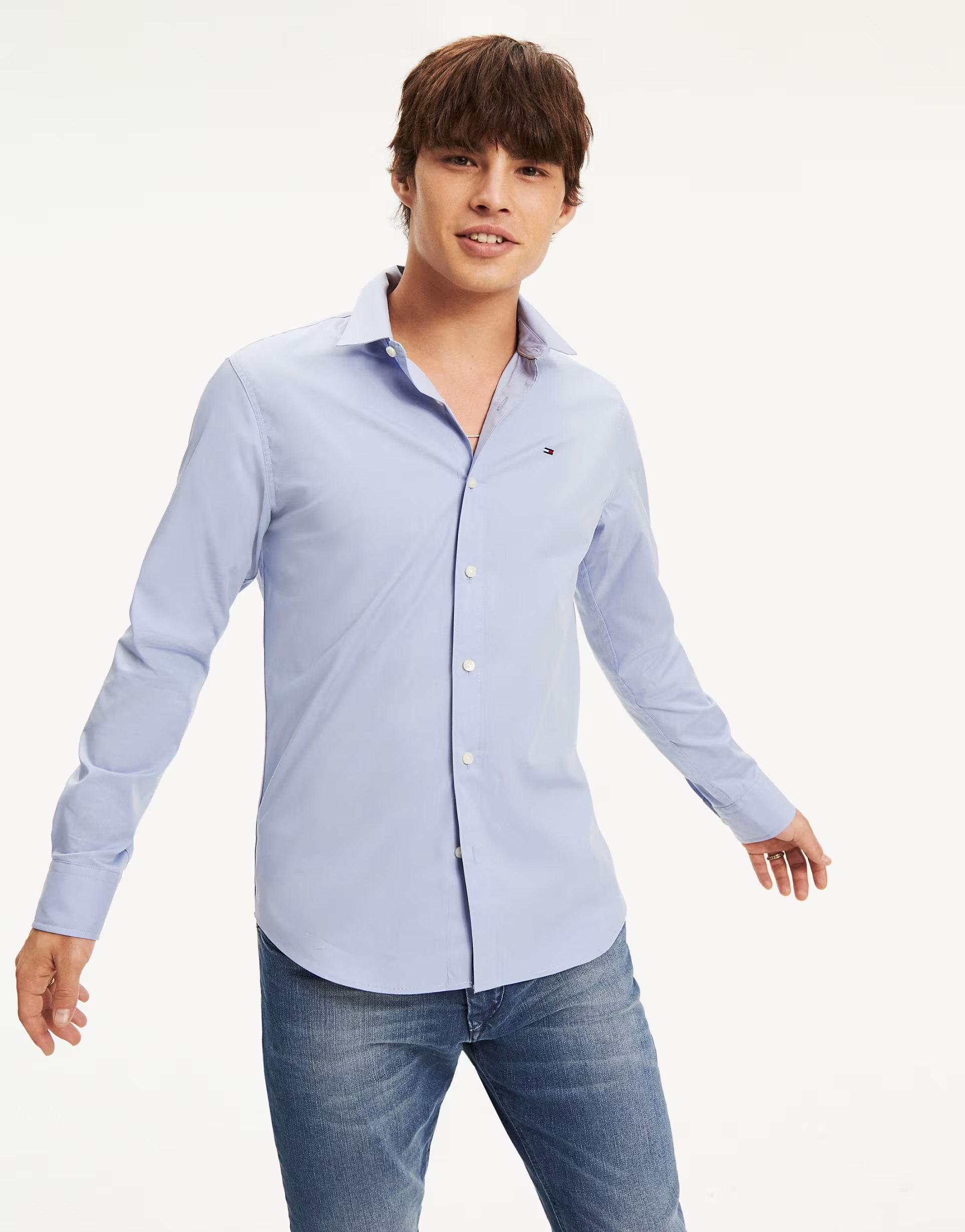 ASOS Tommy Jeans slim fit stretch shirt in blue - 1