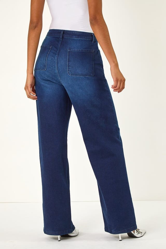 Dusk Dusk Women's Denim Stretch Wide Leg Jeans in Indigo - 3
