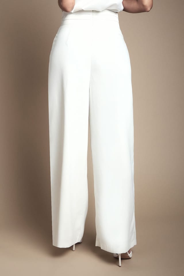 Coast Coast Women's Satin Trim High Waist Wide Leg Bridal Trouser in Ivory - 3