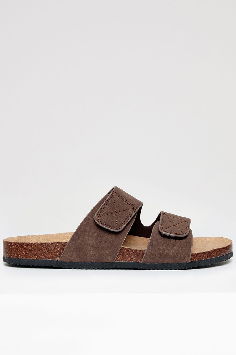 Threadbare Threadbare Men's Faux Suede Two Strap Sandals in Chocolate