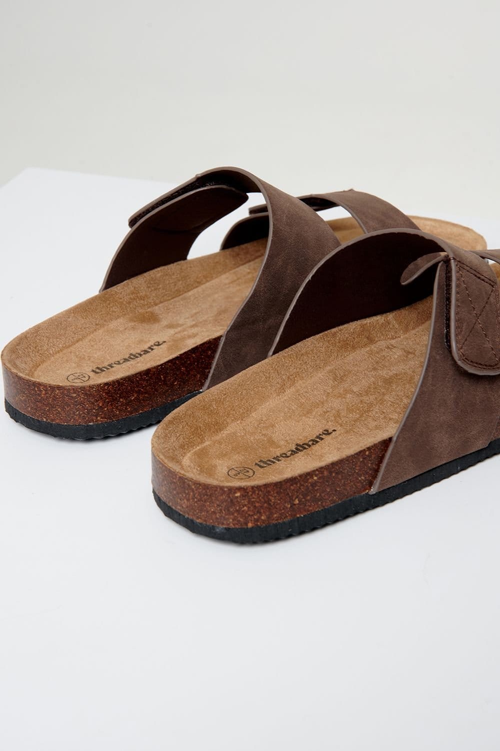 Threadbare Threadbare Men's Faux Suede Two Strap Sandals in Chocolate - 4