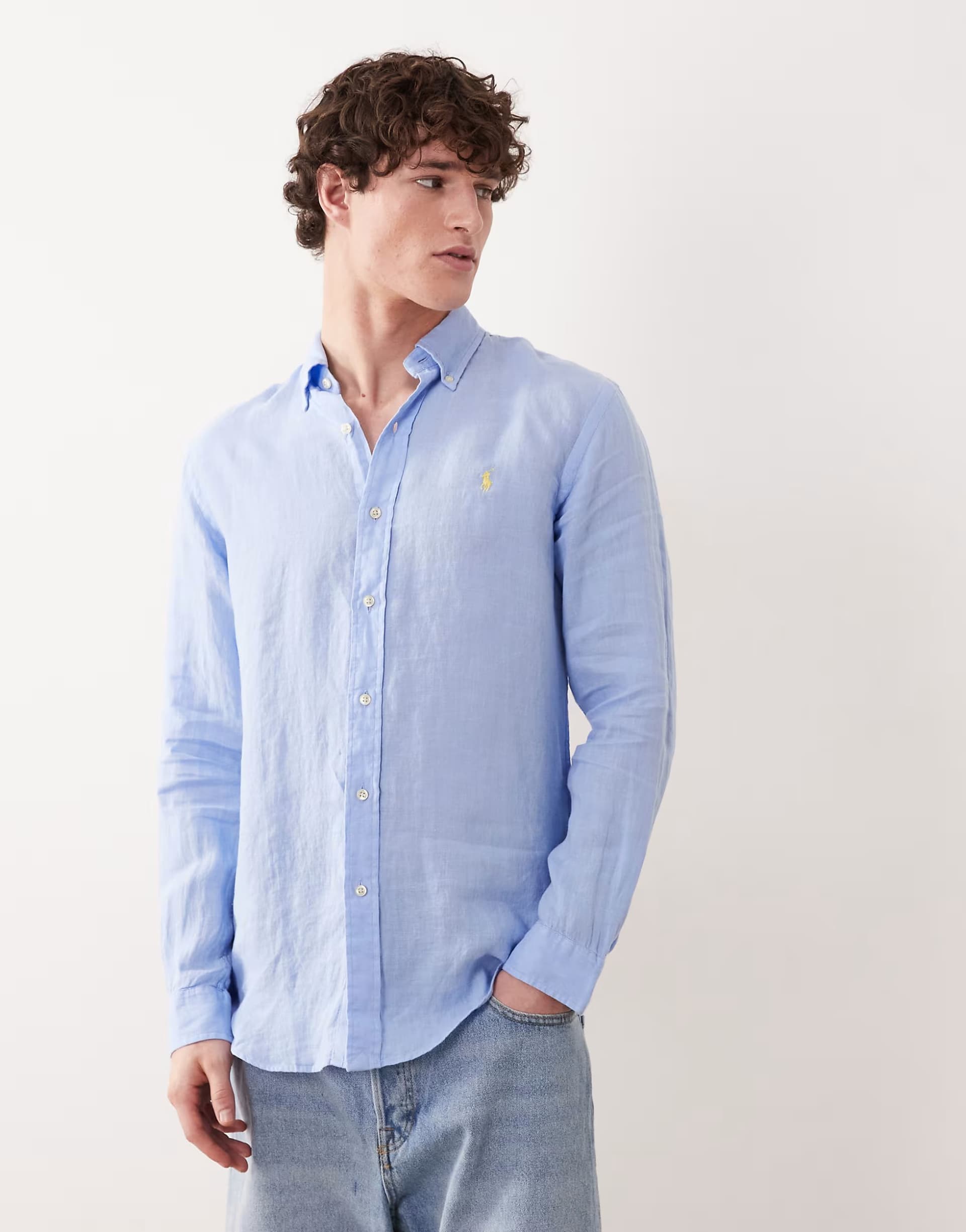 ASOS ASOS Polo Ralph Lauren Blue Long Sleeve Linen Shirt