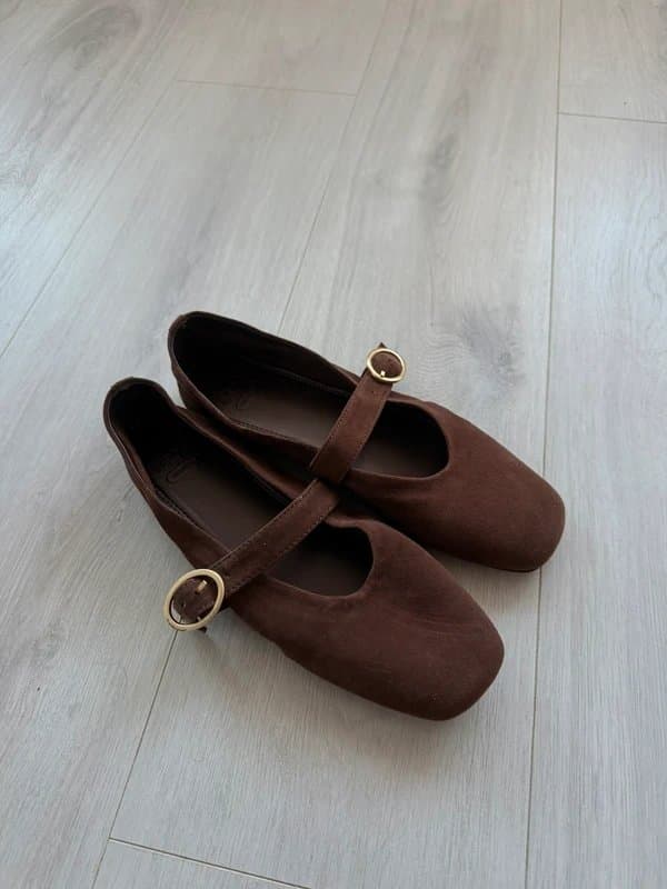 ASOS Asos design Luxe Premium Leather Mary Jane ballet in brown