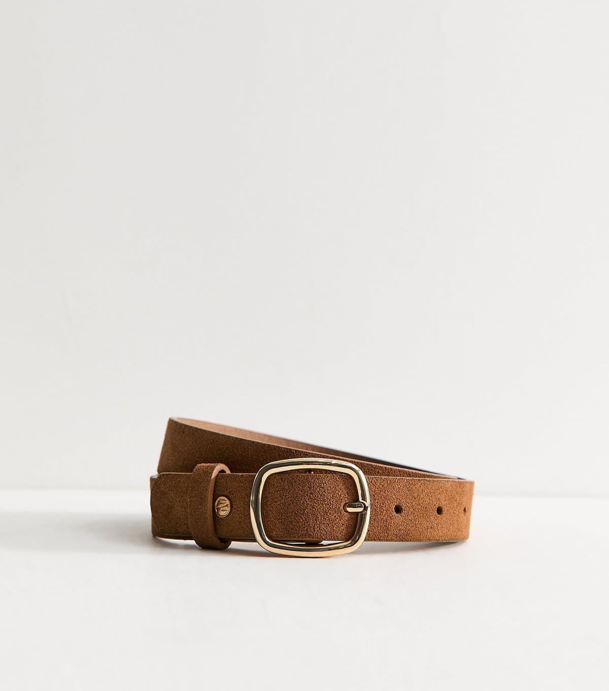 New Look New Look Tan Suede Rectangle Buckle Belt