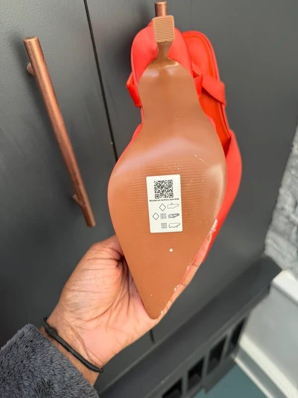 ASOS Asos Design Poppy embellished Satin Slingback heels in orange Uk Size 7