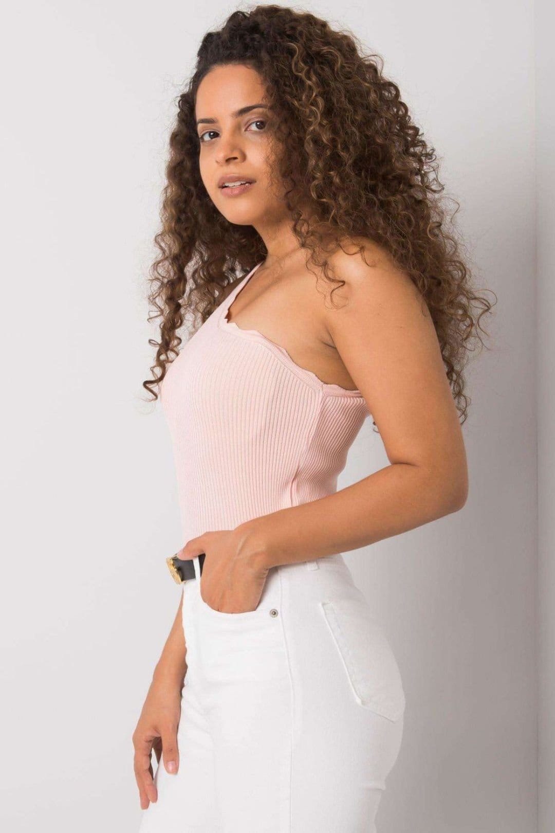 Love Lace Love Lace Women's Ribbed One Shoulder Stretch Top in Pink - 4