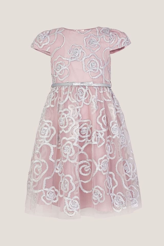 Monsoon Monsoon Women's Rose Tinsel Party Dress Pink - 2