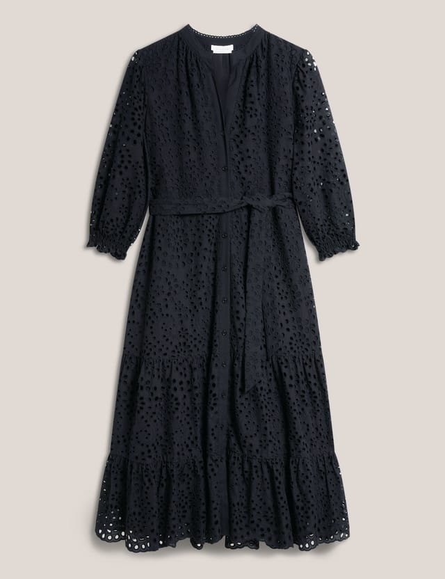 Hobbs London Hobbs London Women's Cianna Tiered Broderie Midi Dress in Dark Navy - 2