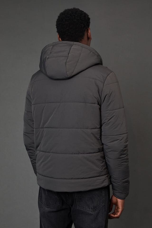 Burton Burton Men's Dark Grey Quilted Padded Hooded Jacket - 3