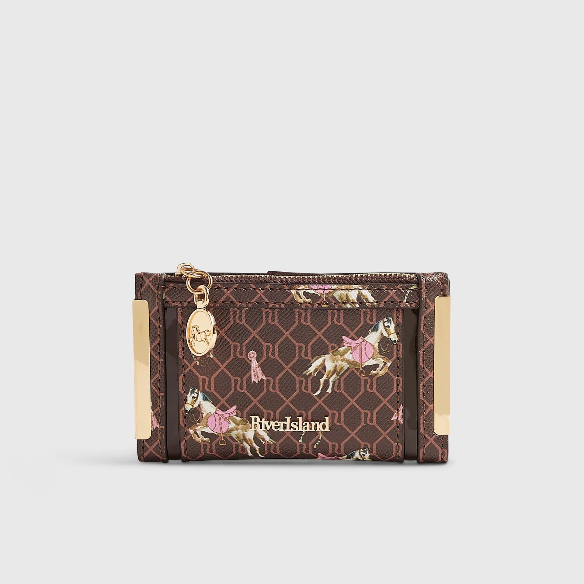 River Island River Island Womens Brown Horse Print Monogram Mini Purse