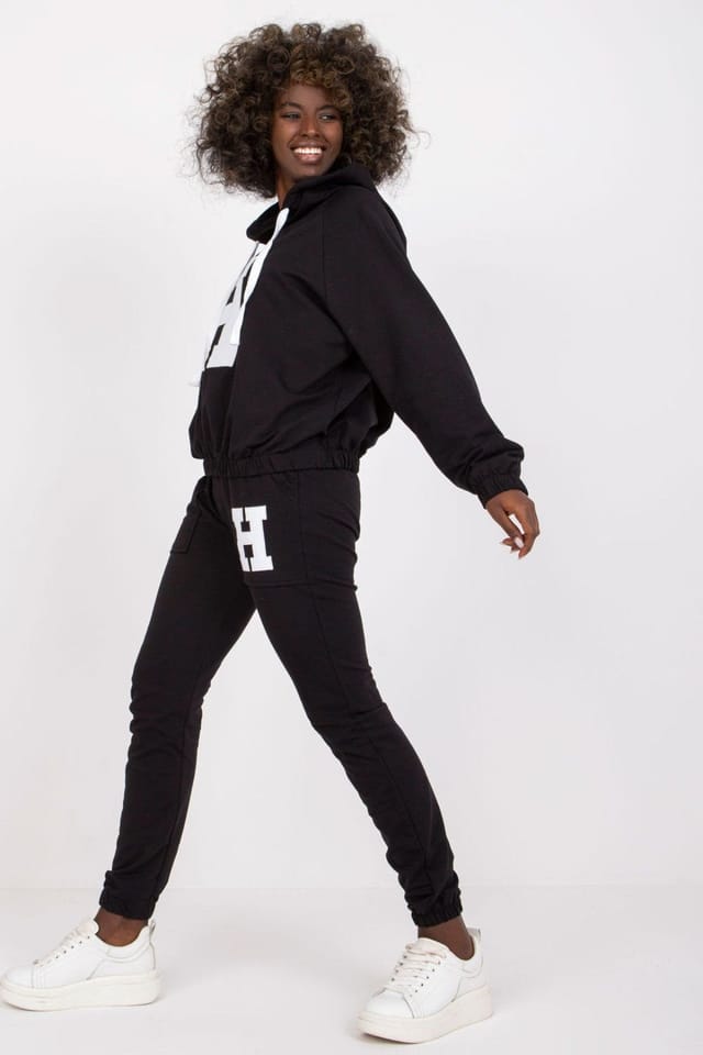 Love Lace Love Lace Women's Hooded Sweatshirt & Jogger Pant Set in Black - 3
