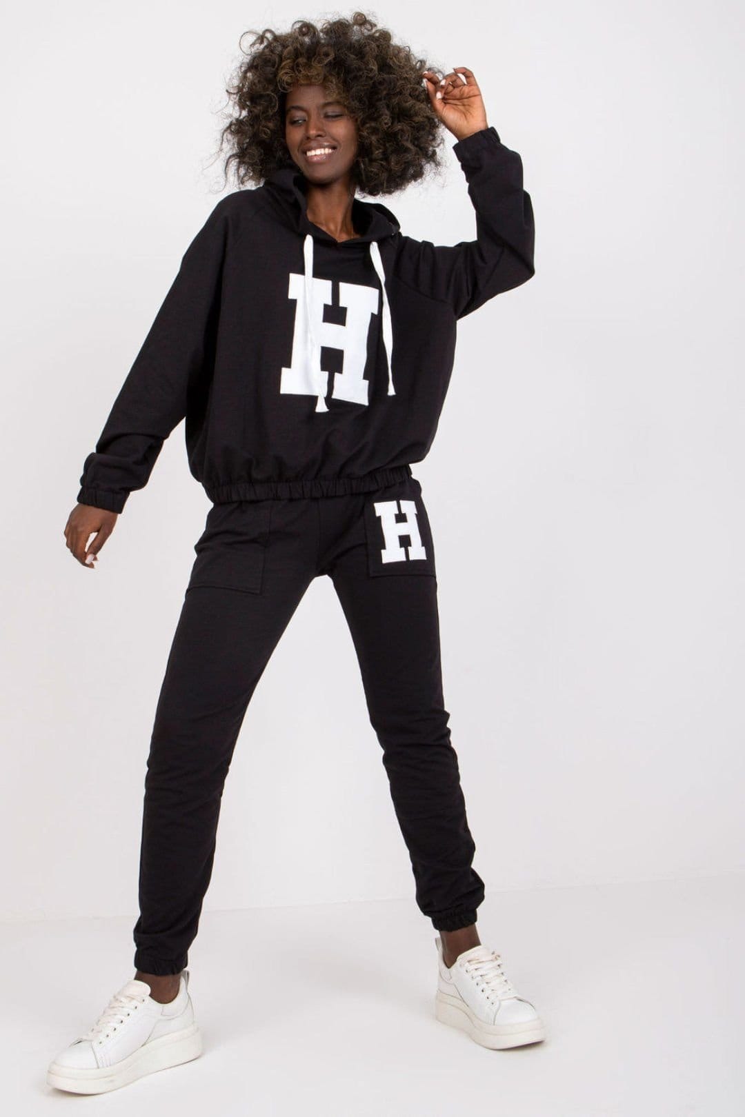 Love Lace Love Lace Women's Hooded Sweatshirt & Jogger Pant Set in Black - 4