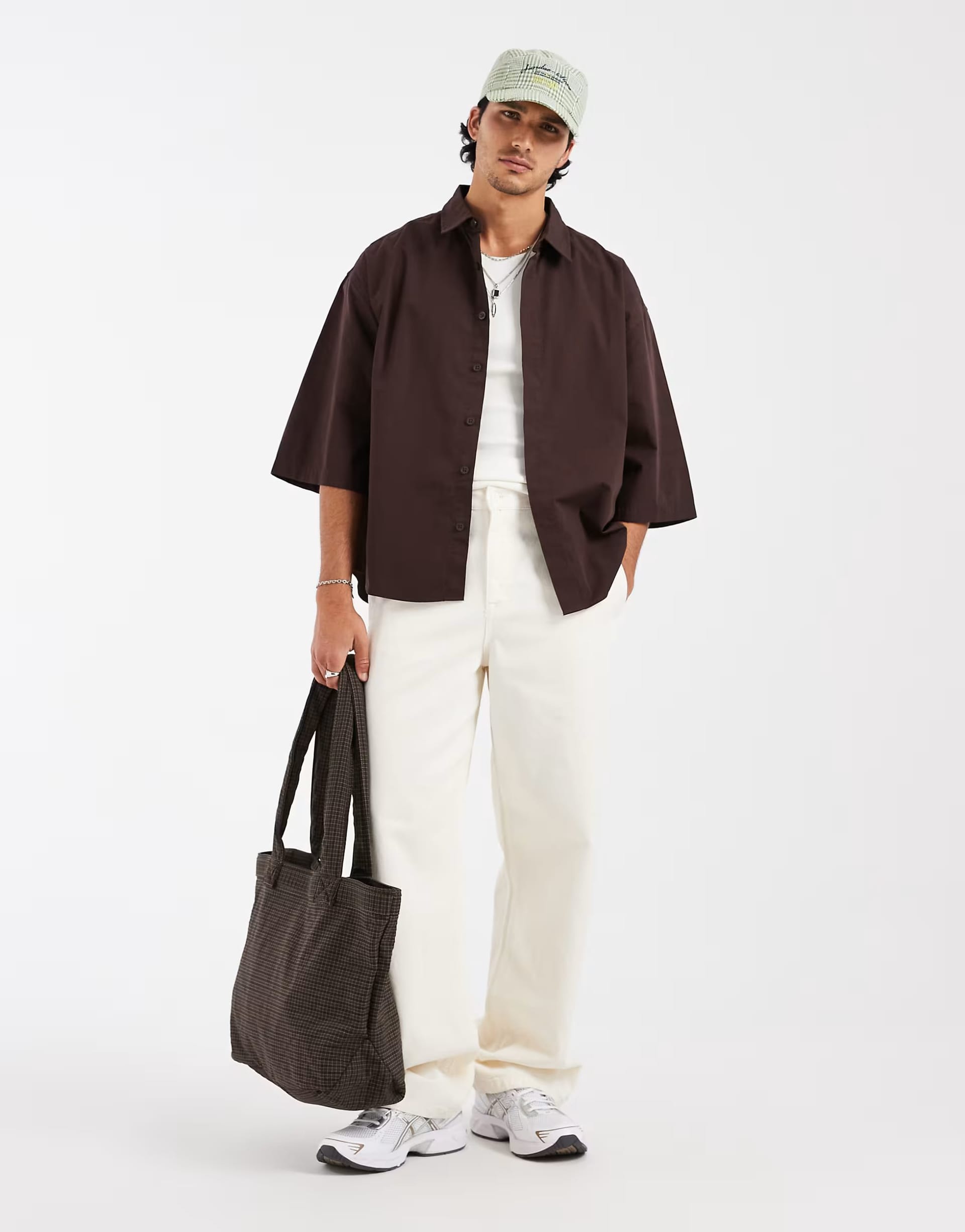 ASOS DESIGN oversized poplin shirt in brown
