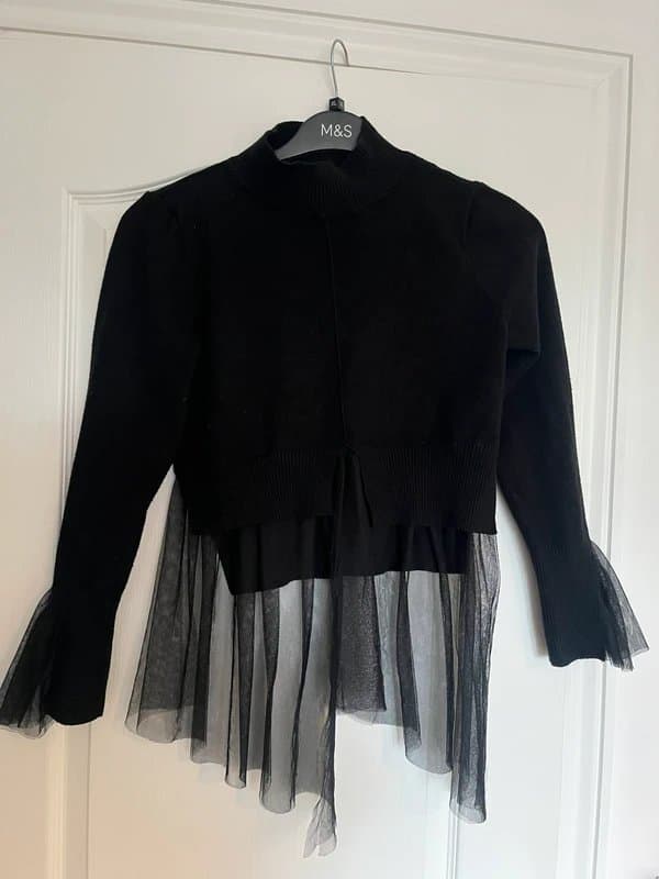 New Look Black turtleneck cardigan tulle