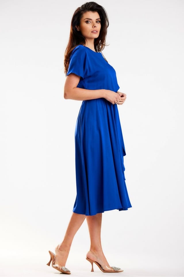 Love Lace Love Lace Women's Viscose Kimono Midi Dress with Waist Sash in Blue - 2