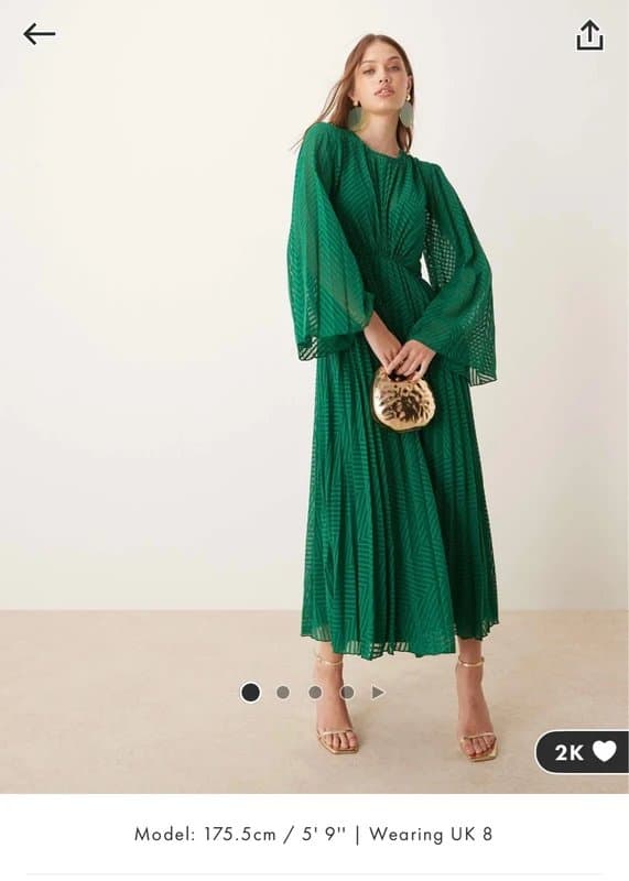 ASOS ASOS Green pleated chiffon midi dress