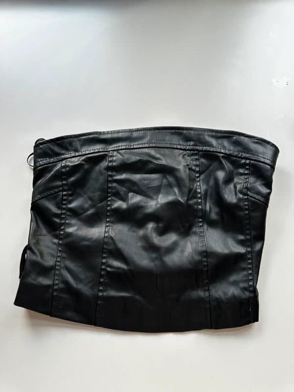 Bershka BERSKA leather zip top