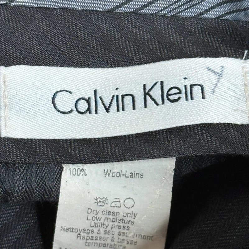 Calvin Klein Calvin Klein Men’s Gray Pinstripe 100% Wool Dress Pants 34x34 Flat Front Office