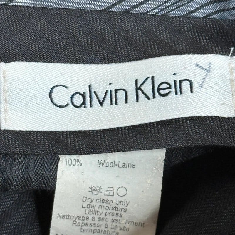 Calvin Klein Calvin Klein Men’s Gray Pinstripe 100% Wool Dress Pants 34x34 Flat Front Office - 1