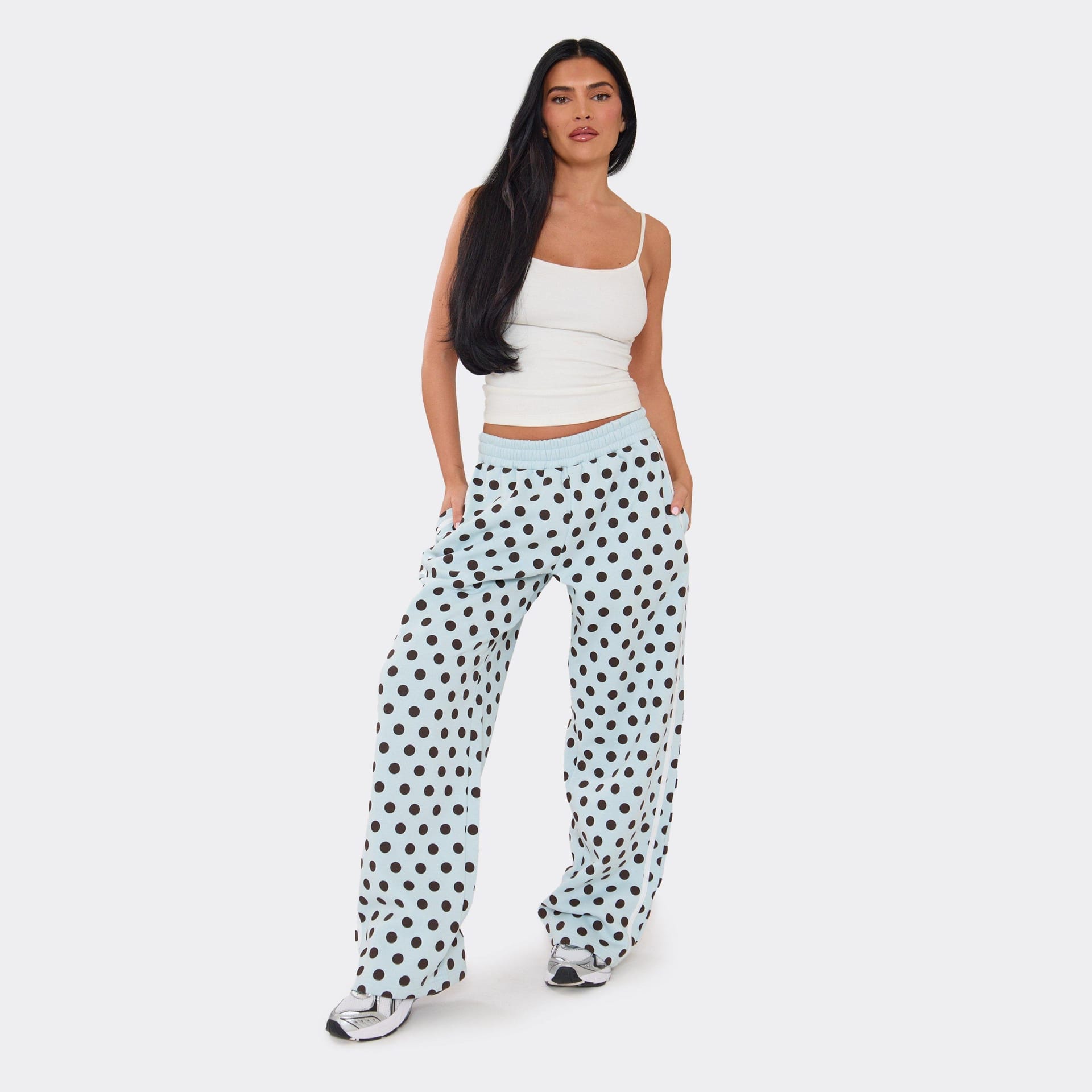 EGO Blue Polka Dot Wide Leg Joggers