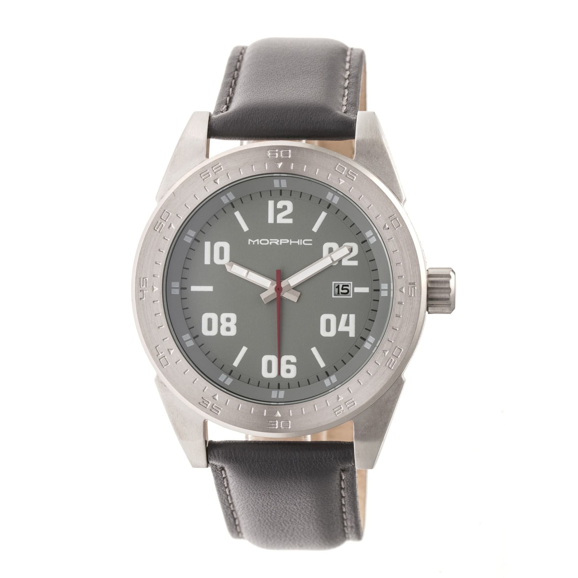 Morphic Morphic Men's M63 Series Leather-Band Watch w/Date in Grey