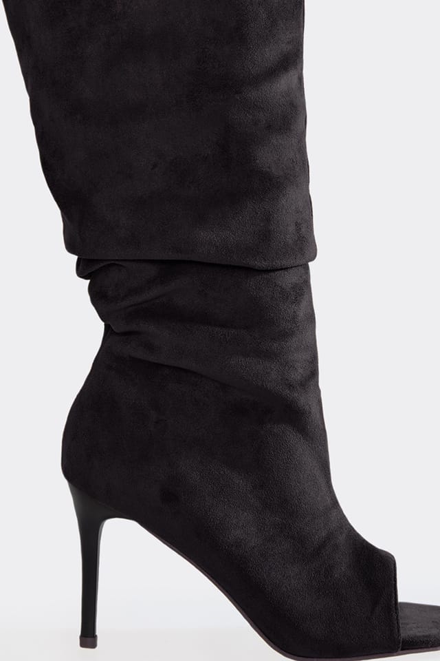 EGO EGO Women's Slouched Faux Suede Stiletto Boots in Black - 2
