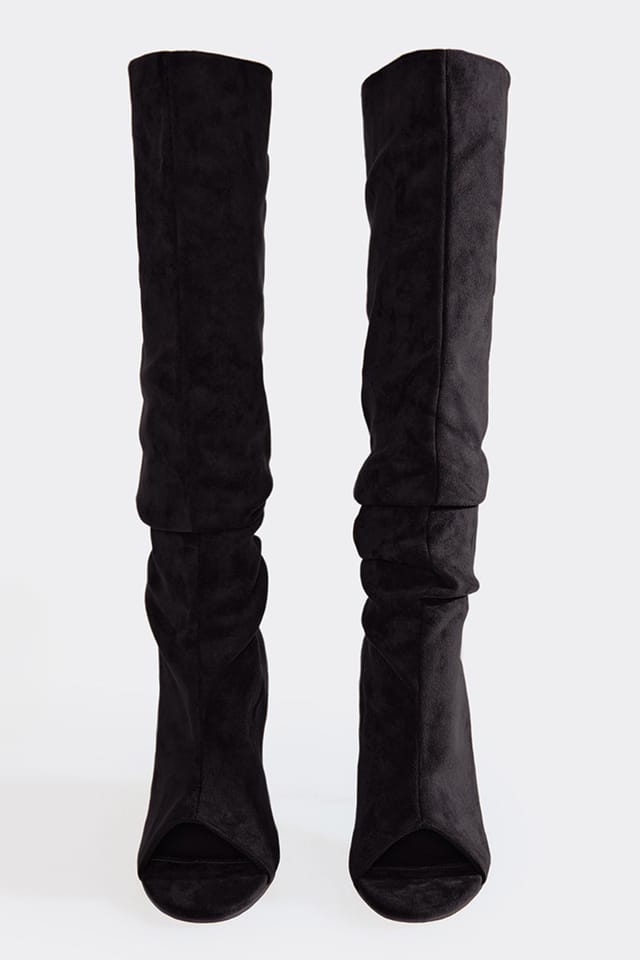 EGO EGO Women's Slouched Faux Suede Stiletto Boots in Black - 3