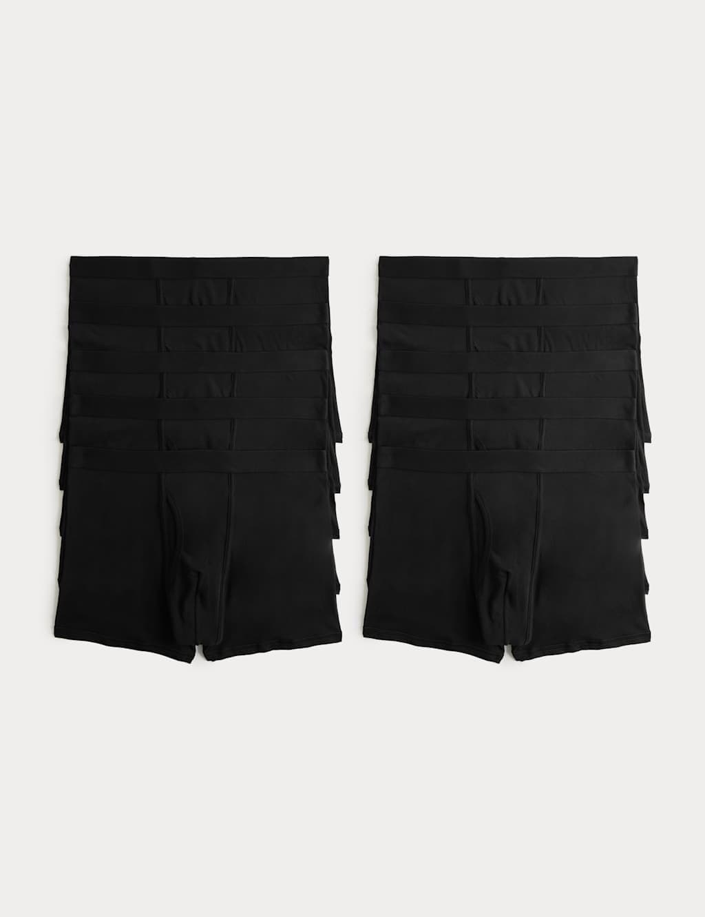 Marks & Spencer M&S 10 Pack Cotton Rich Cool & Fresh™ Trunks Black