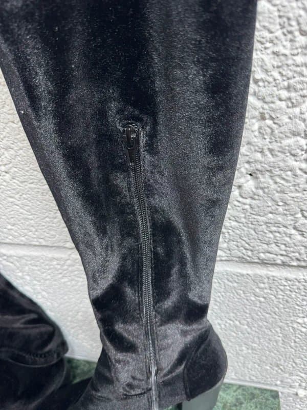 New Look Black Newlook Over The Knee Chunky Heel Boots Velvet