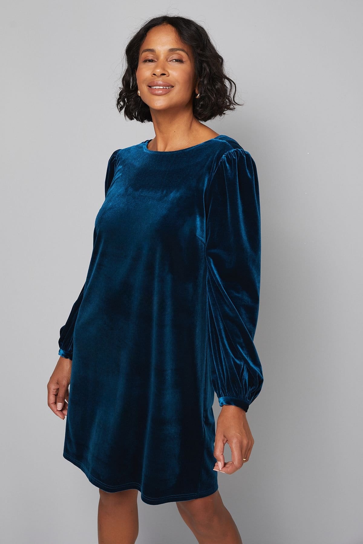 Wallis Wallis Women's Velvet Cowl Back Shift Dress in Teal - 4