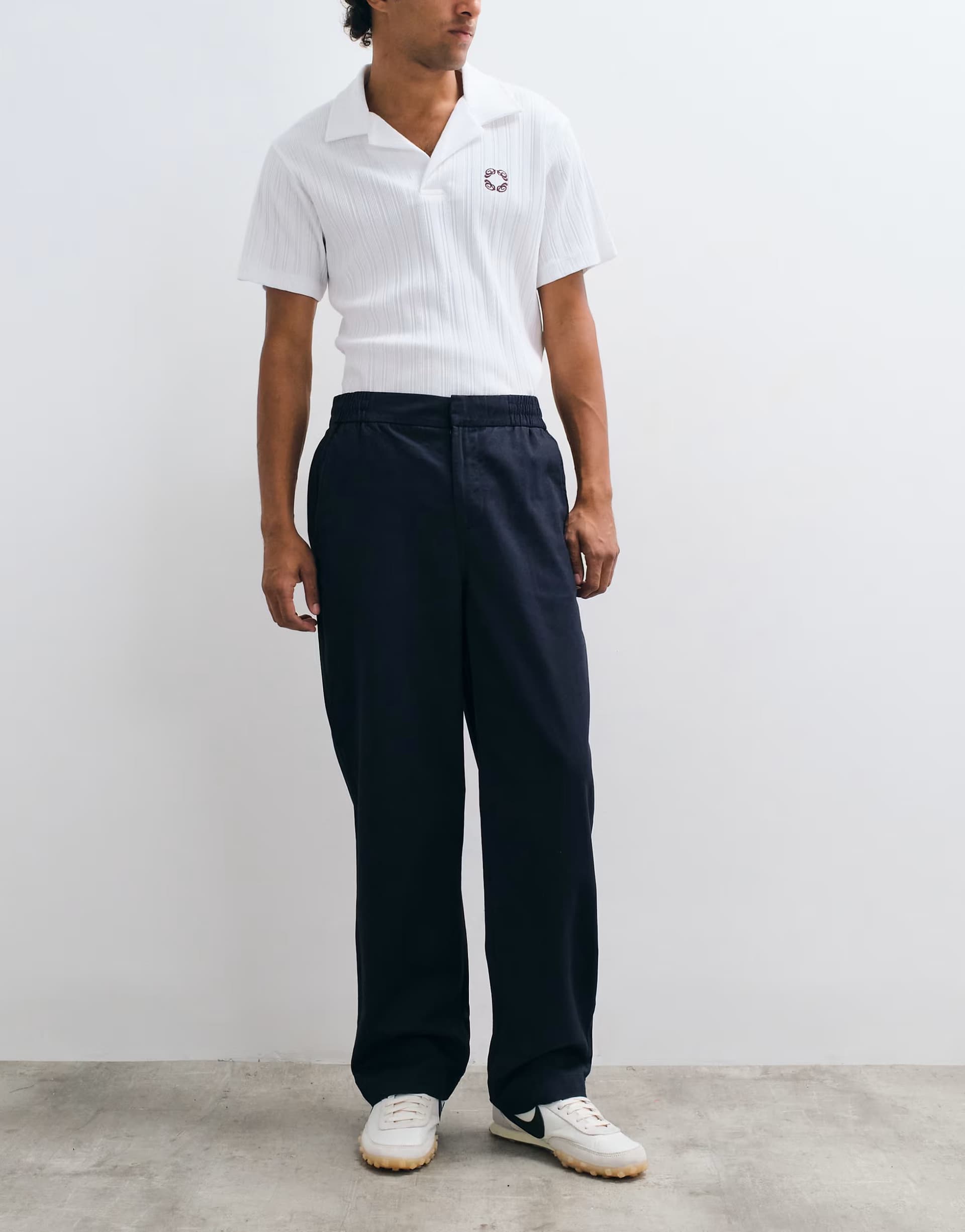 ASOS ASOS Navy Loose Tapered Fit Cotton Trousers