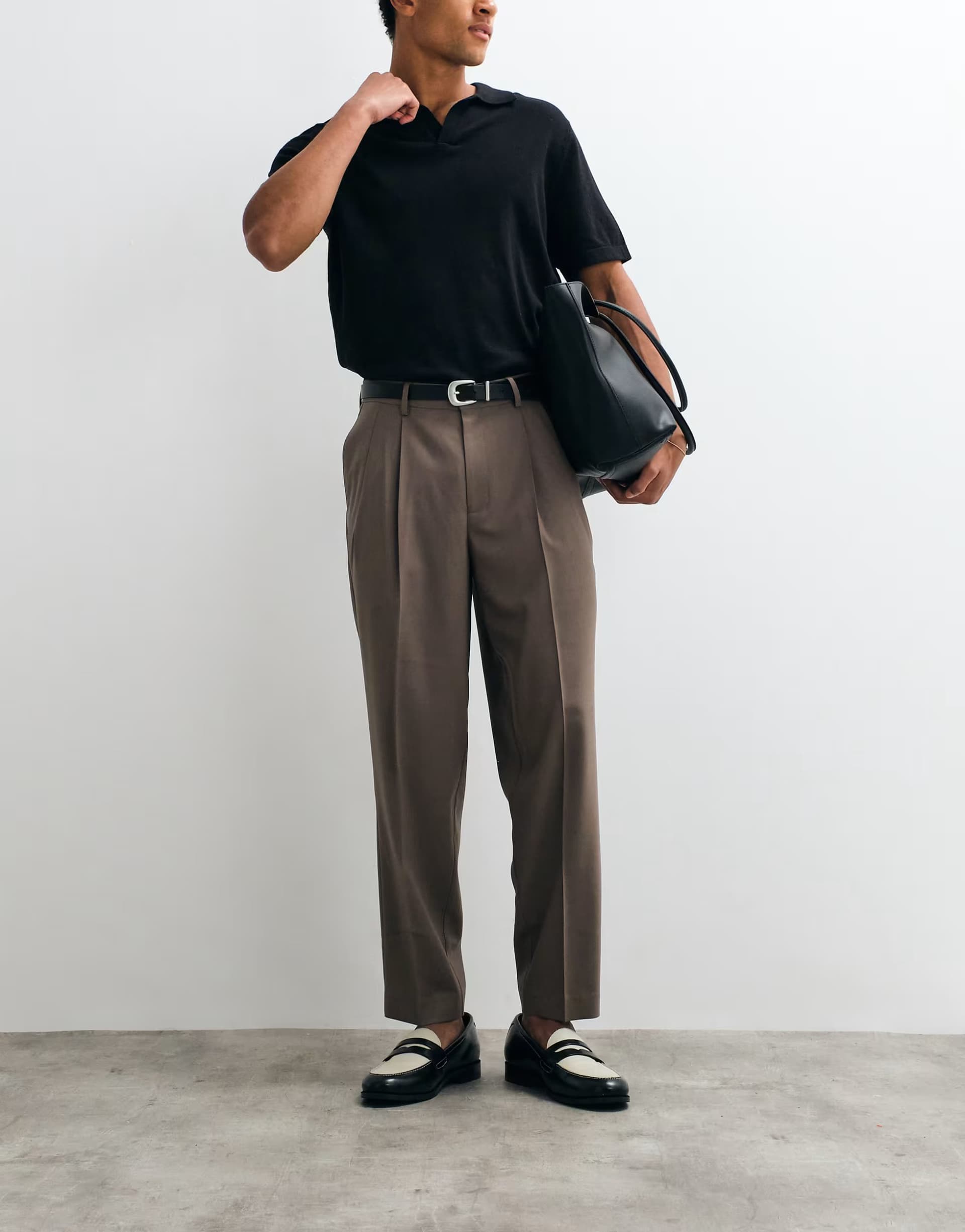 ASOS ASOS DESIGN summer wool oversized tapered pleated trousers in brown