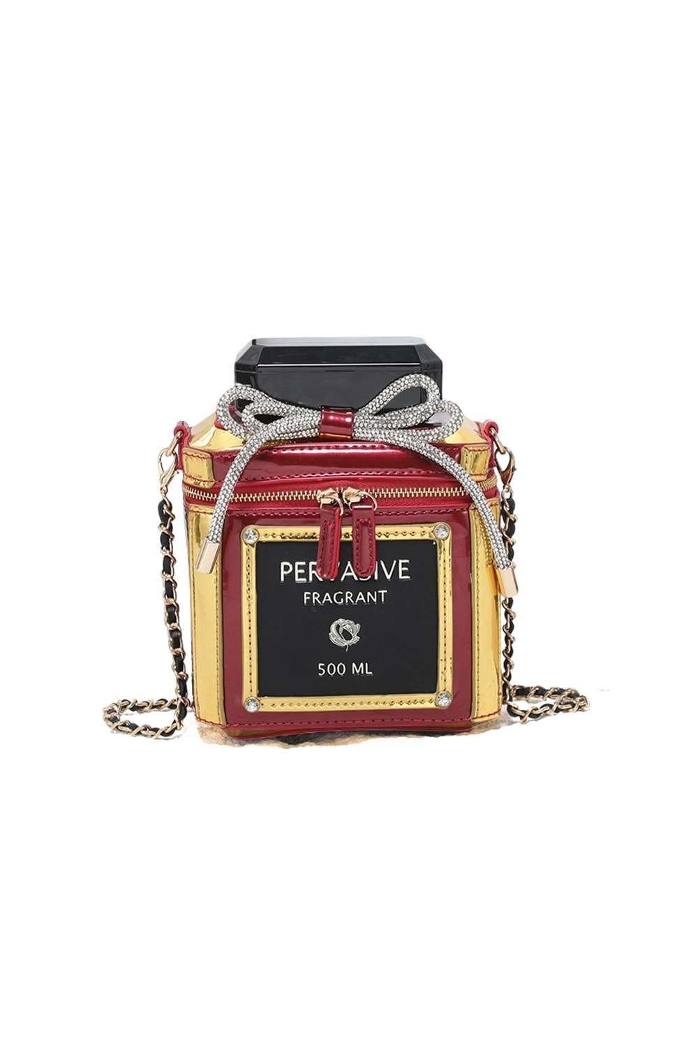 Pluspup Pluspup Women's Special Perfume Bottle Shape Shoulder Bag with Chain Strap in Red