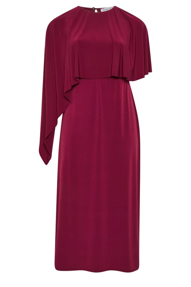 Yours Yours Women's Maxi Cape Dress in Burgundy - 2