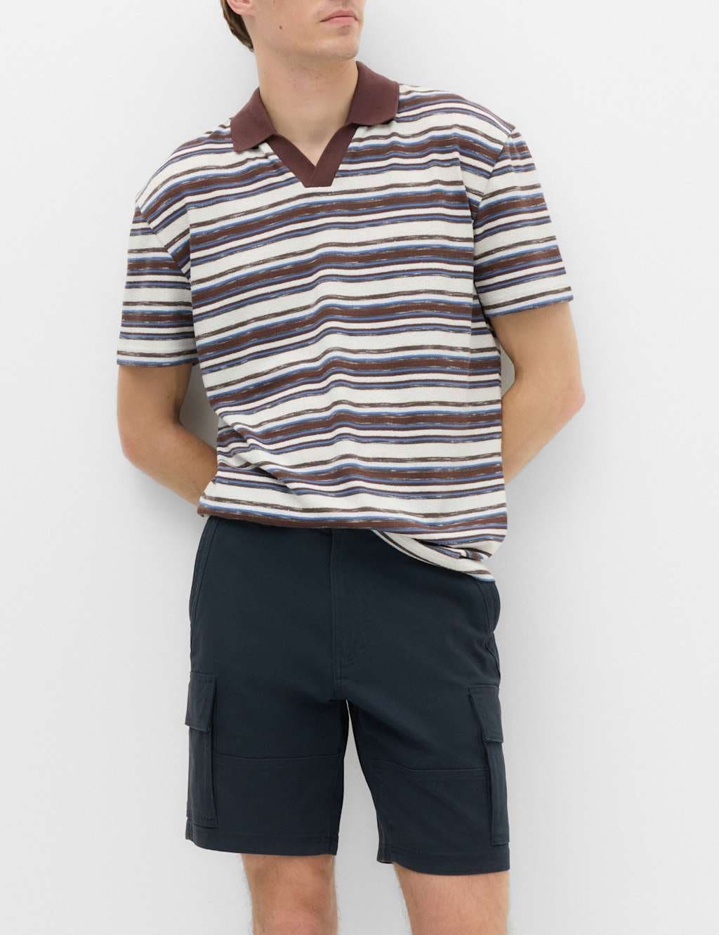 Marks & Spencer M&S Straight Fit Stretch Cargo Short Navy