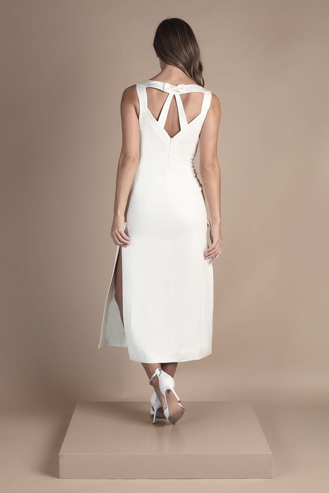 Coast Coast Women's Slash Neck Midaxi Wedding Dress in Ivory - 3