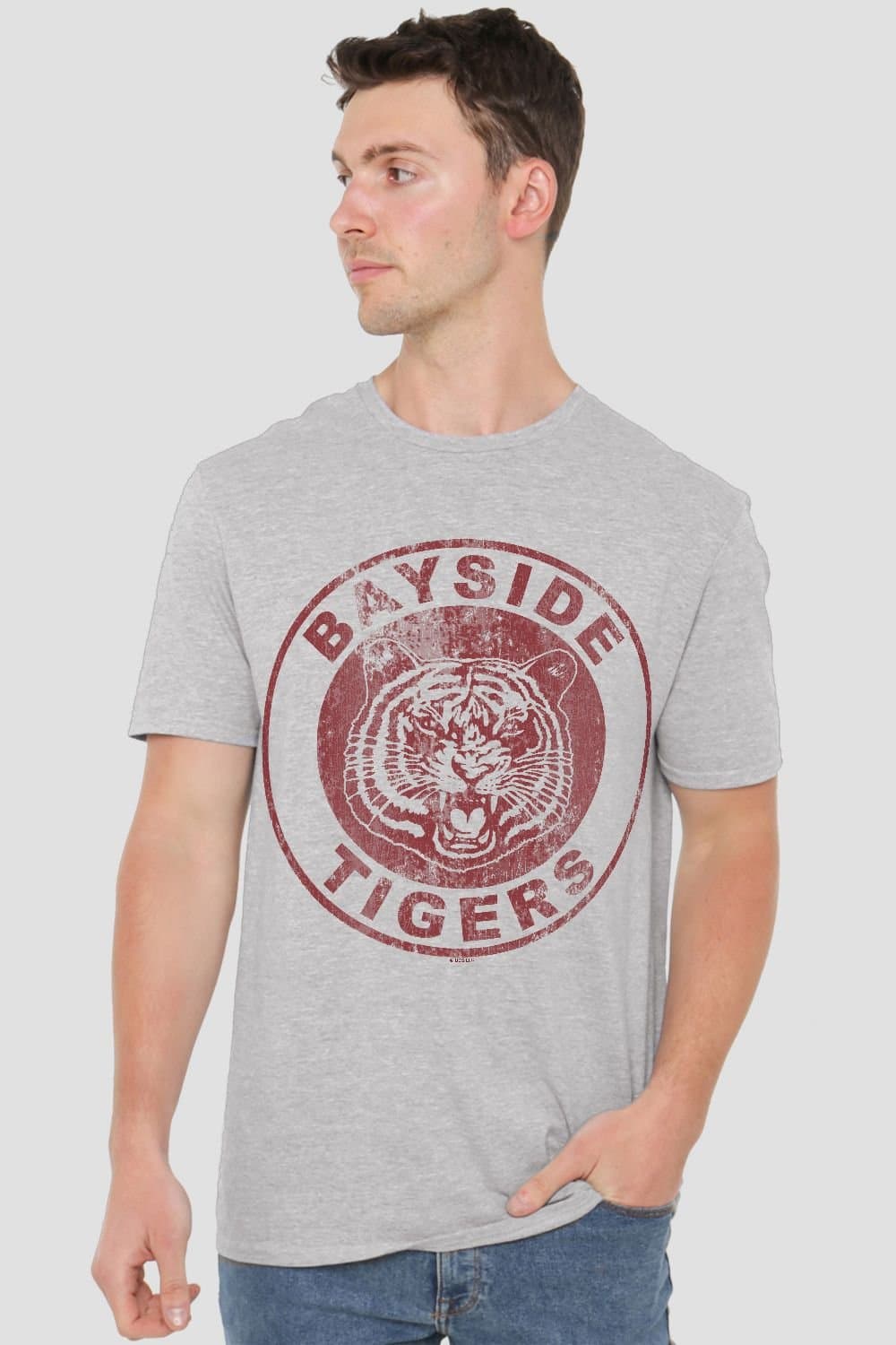 NBCU NBCU Men's Saved By The Bell Bayside Tigers T-Shirt, Grey