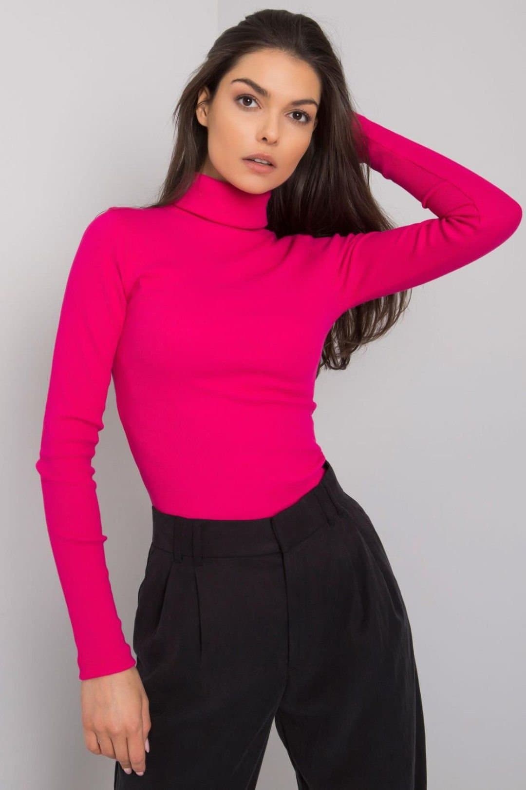 Love Lace Love Lace Women's Fitted Long Sleeve Turtleneck Top Style 173409 in Pink