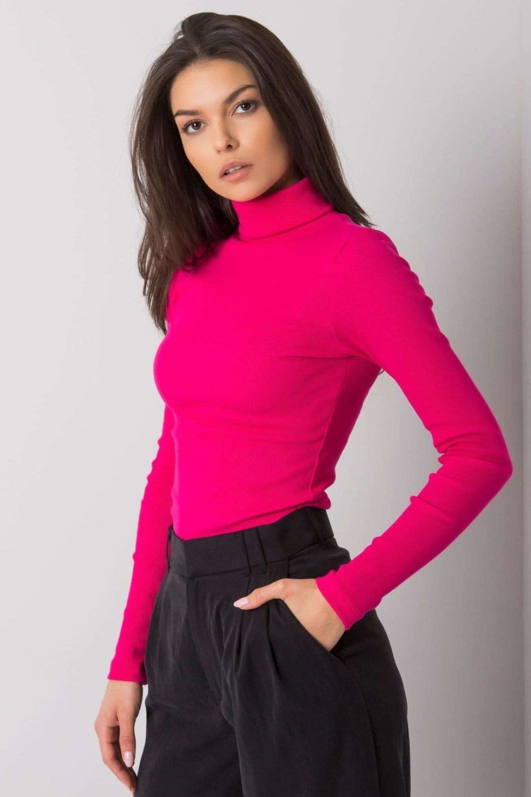 Love Lace Love Lace Women's Fitted Long Sleeve Turtleneck Top Style 173409 in Pink - 4