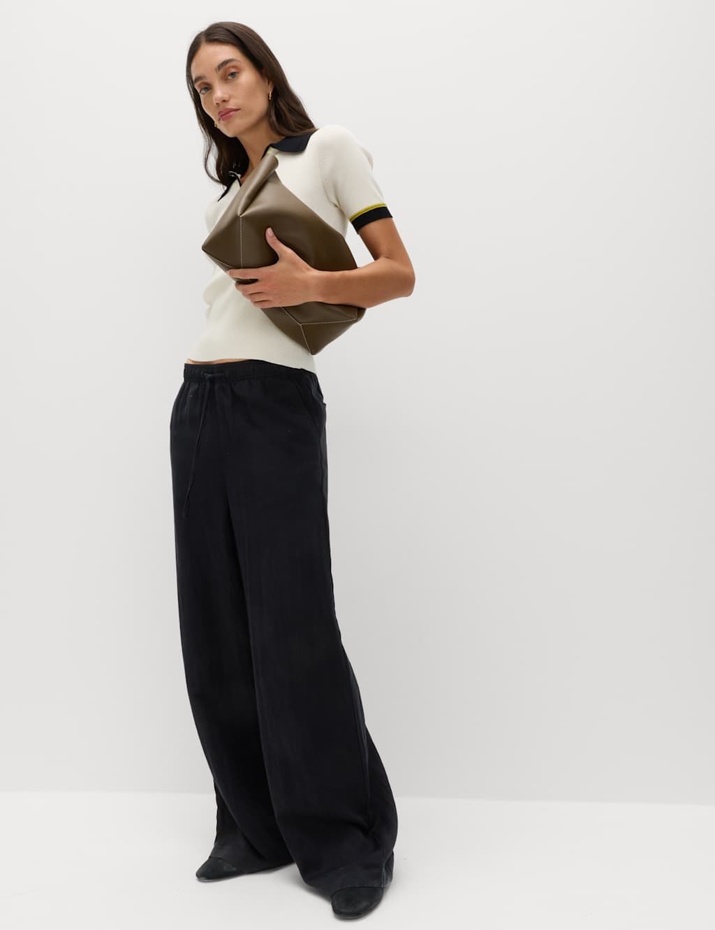 Marks & Spencer M&S Black Lyocell Wide Leg Trousers
