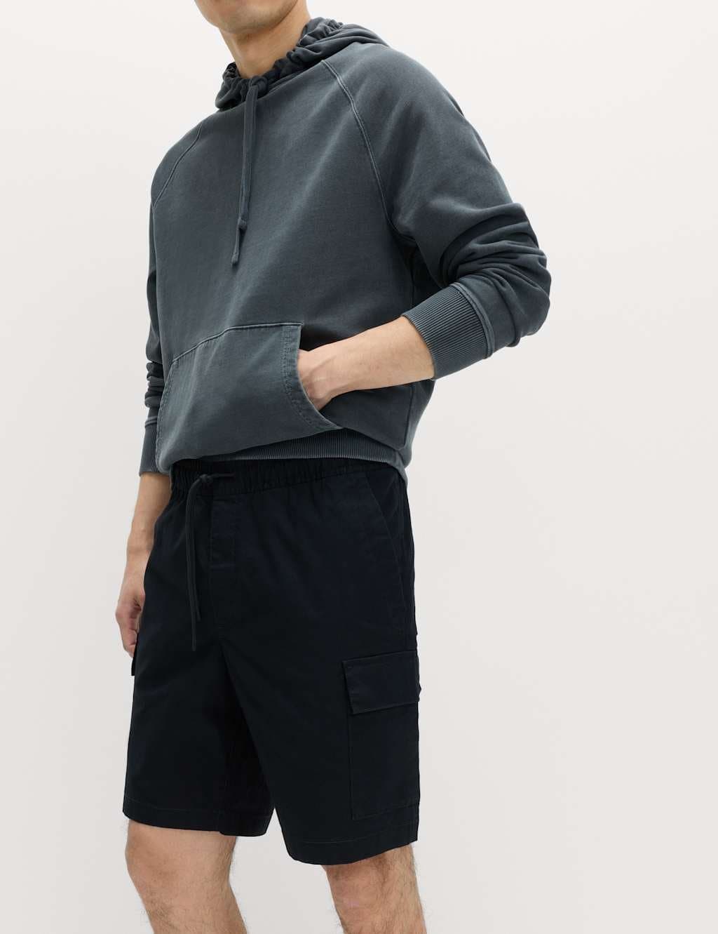 Marks & Spencer M&S Elasticated Waist Ripstop Cargo Shorts Black