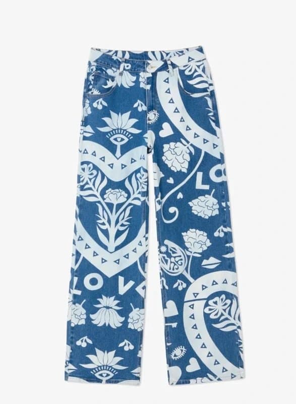 Never Fully Dressed Never Fully Dressed Amara printed Straight Leg Jeans