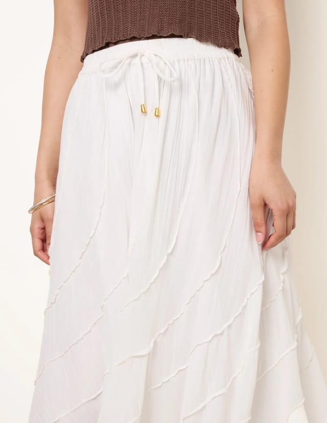 Blue Vanilla Panelled Overlocked Frill Maxi Skirt - 3