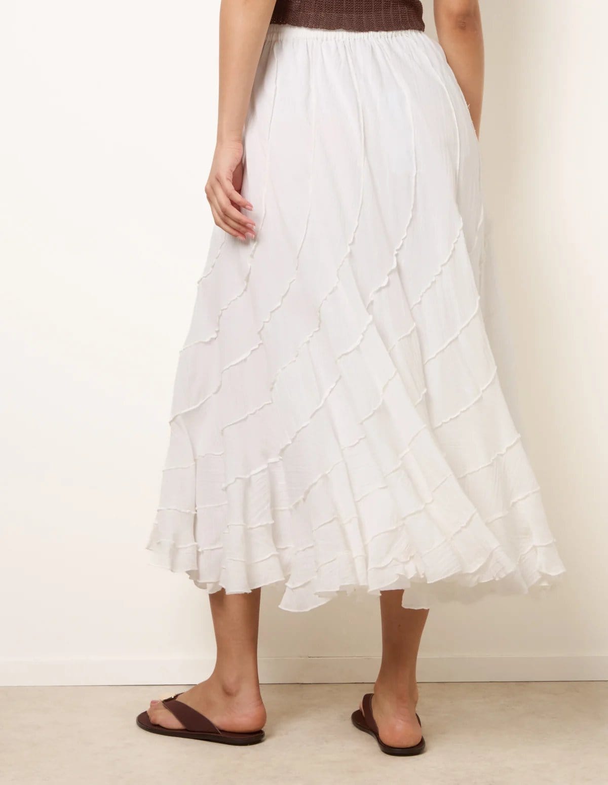 Blue Vanilla Panelled Overlocked Frill Maxi Skirt - 4
